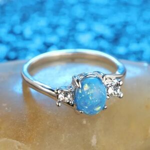 Blue Opal Wedding Ring Valentine's
Day Size 7